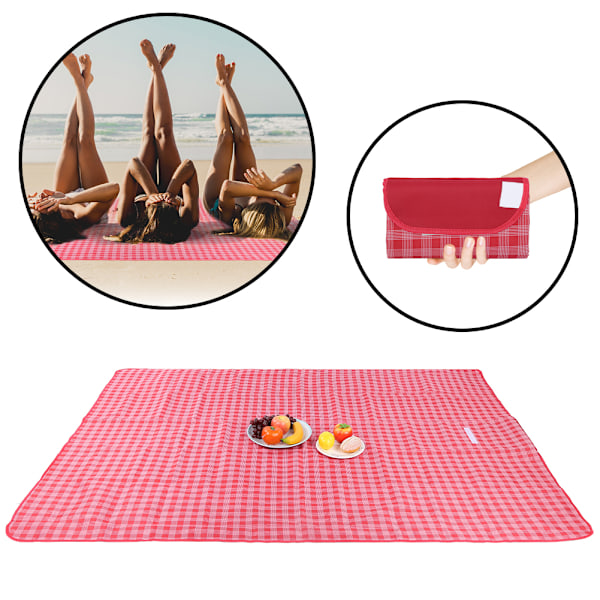 Vandtæt picnictæppe strandpude bærbar picnictæppe udendørs camping vandretur sandtæppe picnictæppe 200x145 cm/ 78,7x 57,0 in