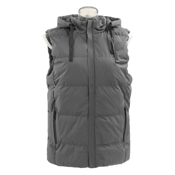 Oppvarmet vest med hette - Rask oppvarming - Jakke med 7 områder med karbonfiber - Konstant temperatur - USB-port for utendørs ski - XL - Grå