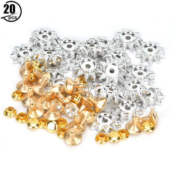 20 set solrosformade nitar kit kläder väskor DIY dekoration glas diamant nitar vit glas diamant