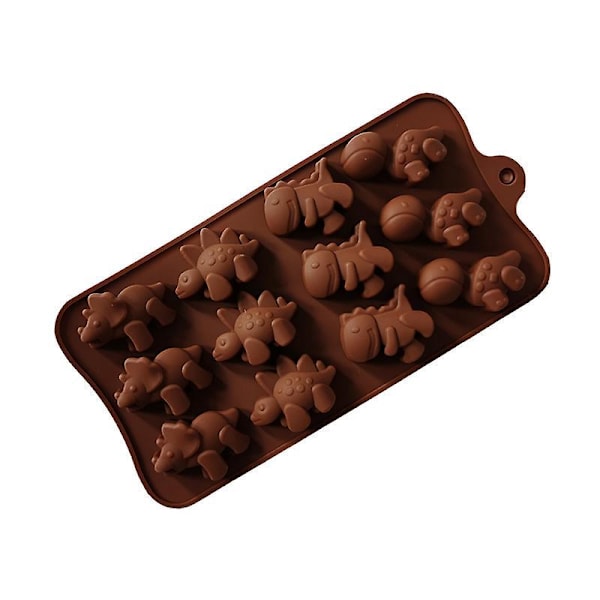 Dinosaur Chokoladeform Sæt - Non-stick Silikon, 12 Hulrum, Fødevarekvalitet, til Chokolade, Gele, Slik, Isklumper (4-delt)