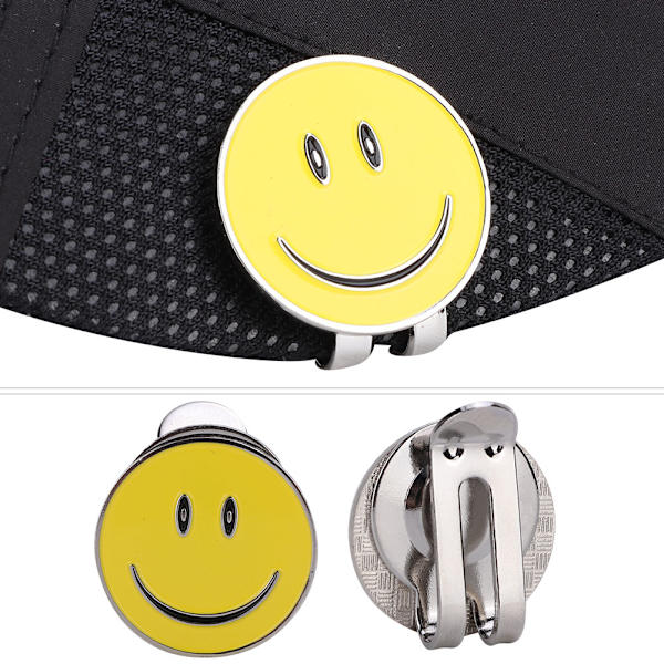 Magnetisk golfkasket hat visir klips boldmarkør tilbehør (gul smiley)