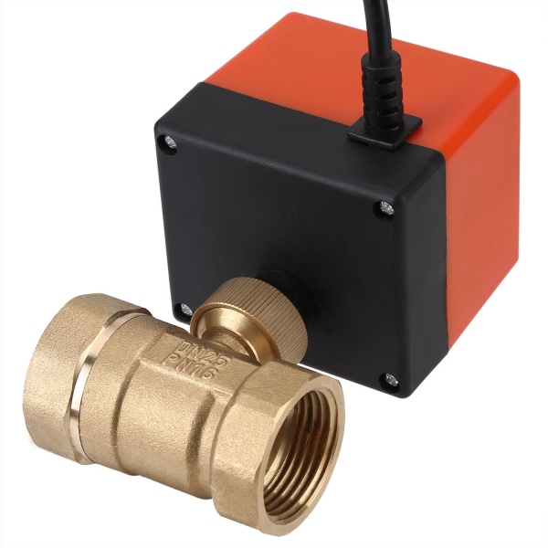 AC 220V messing elektrisk motoriseret kugleventil 2-vejs 3-leder 1,6Mpa gevind DN25