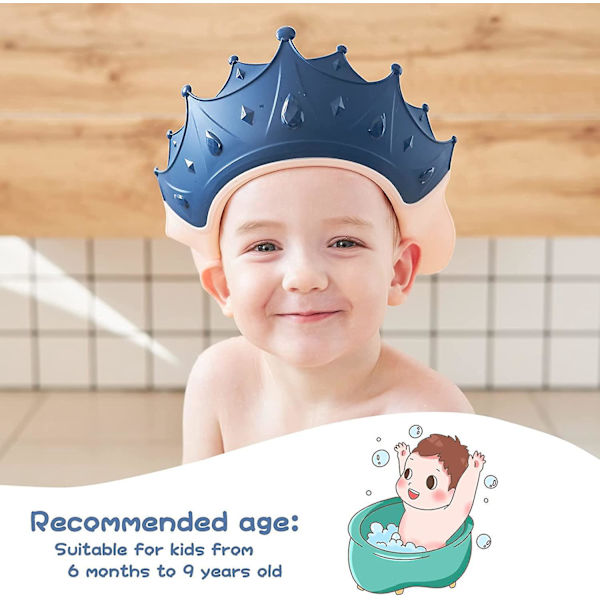 Justerbar baby simhatt och mask - Blå, 15*13cm, 0-9 år gammal, skyddar barns ögon