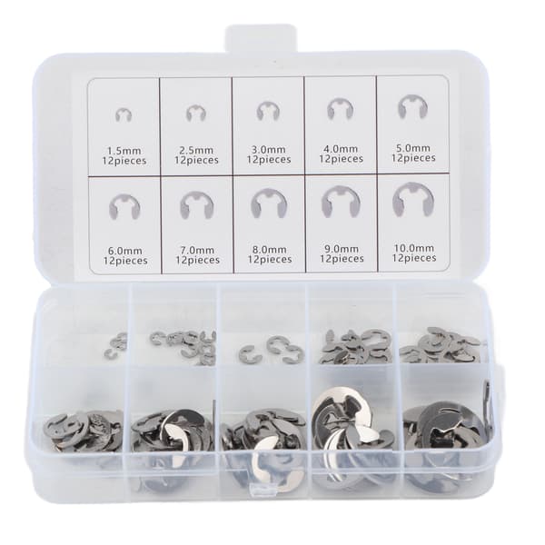 120st E Clip Bricka Kit Rostfritt Stål Öppen Låsring Axel Låsring M1.5-M10