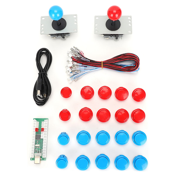 Speltillbehör Joystick DIY USB-spelset för Win8 / Win7 / Vista / XP / 2000 / 98 / Linux / Android (Blå Röd för Dubbla Spelare)
