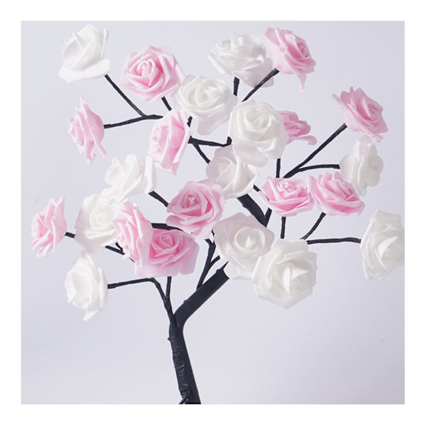 LED bordslampa Bonsai-träd USB-trädlampa Jul sovrumsdekoration Bordsnattlampa Vit Rosa 24 lampor Ros
