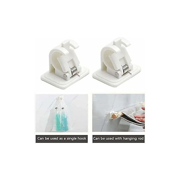 4-pack Självhäftande Gardinstångshållare Krokar, Ingen Borrning Väggringsklämmor Fästanordning, Justerbar Gardinstång 3.4X4.4X4.2cm (Vit)