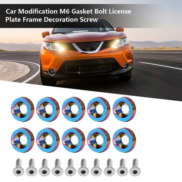Bilmodifiering M6 Packningsbult Nummerplåtsram Dekoration Skruv (Färgglad)