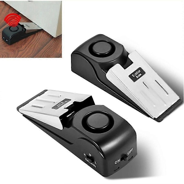 2-pack Dörrstoppslarm med 120DB Siren Dörrstopp för Hem & Resa (Svart)