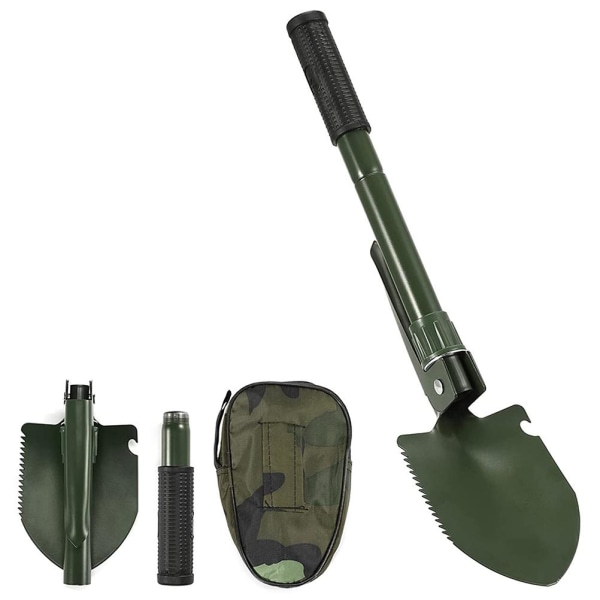 Utomhusvikbar spade Multifunktionell campingspade i kolstål Fällbar spade Camping med förvaringsväska Barnspade för överlevnadsaktiviteter