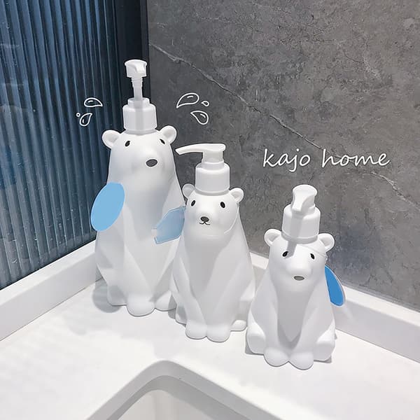 Såpedispenserflaske Søt bjørneform Stor kapasitet pumpedispenserflaske for baderom kjøkken S (8,5x19cm) (300ML)