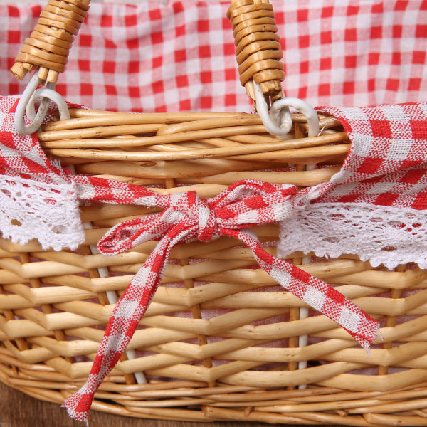 Wicker Picnic Basket Willow Woven Hand Basket Rustikk Piknikaktiviteter Håndtakskurv