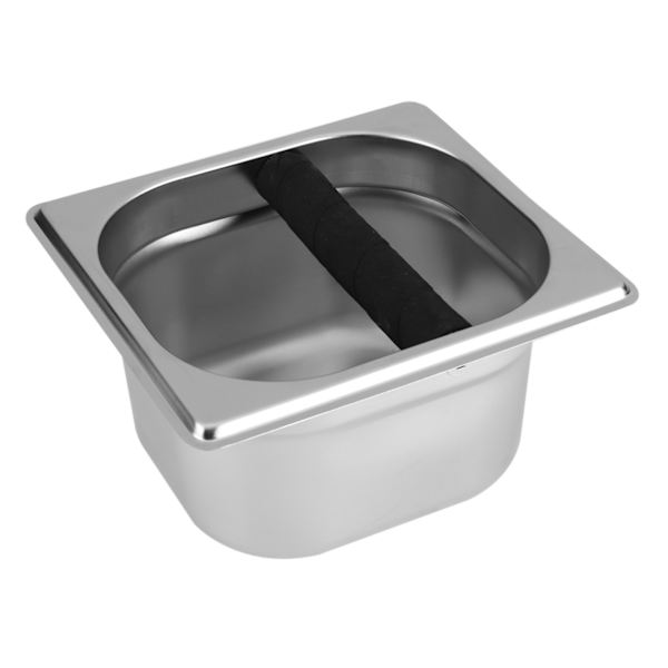 Espresso Knock Box-beholder i rustfrit stål med gummistang til kaffemaskine S