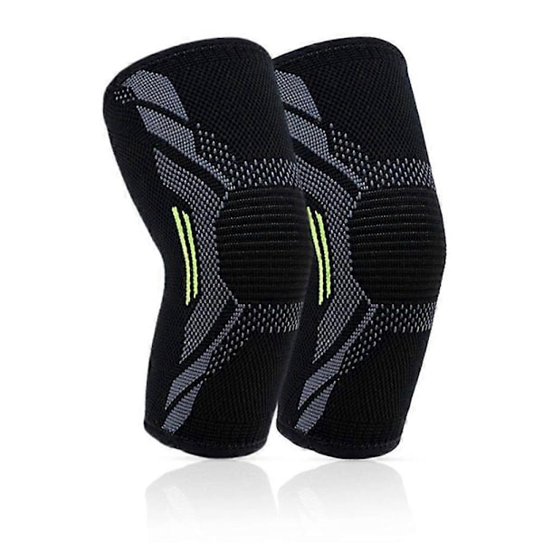 Stickade Knäskydd i Nylon för Sport, Hög Kompression, Förebygger Ledvärk för Tennis, Golfare, Tendinit, Artrit 2-pack - Svart S (20-25CM)