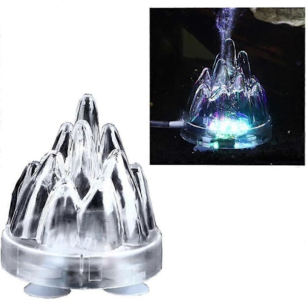 Akvarielys Vulkan Boblelys Akvariedekoration til Akvarium (Hvid Skal Farverigt Lys)