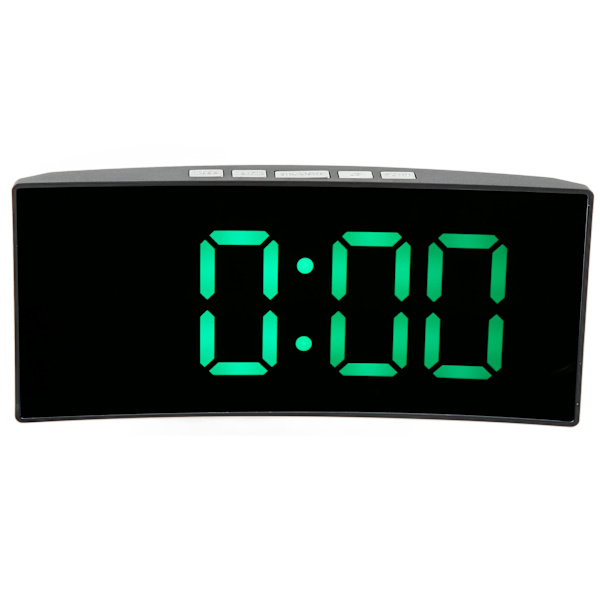 Digitalt vækkeur spejl Smart lysregistrering buet skærm LED-ur Digitalt temperaturdisplay vækkeur til studerende grønt lys