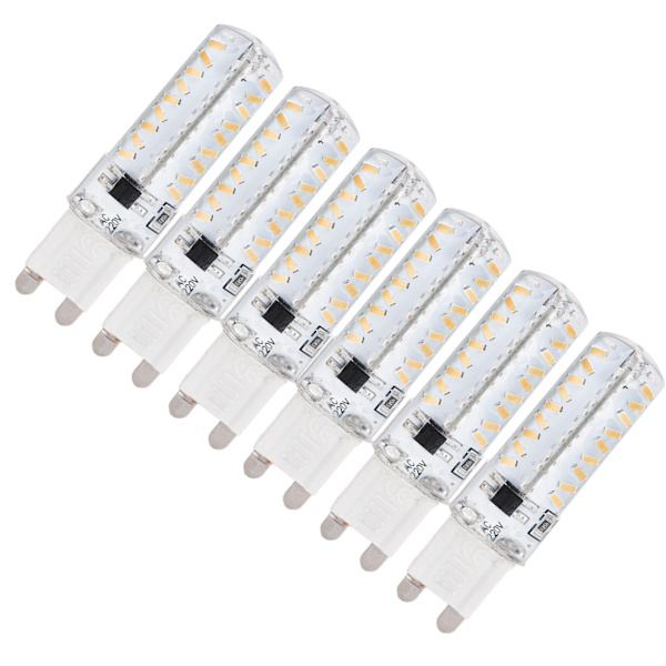 6 stk. G9 pære 72LED lille pære 5W 220V silikone loftslampe væglampe pære til hjem varmt lys