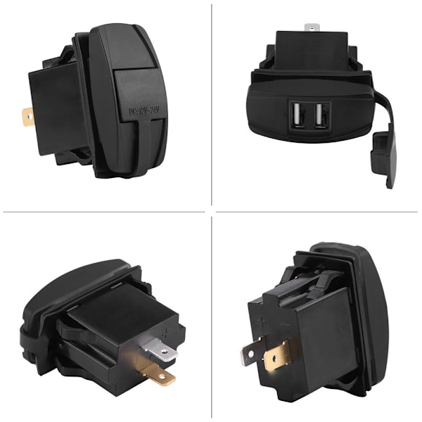 Vanntett 12-24V 3.1A Dobbel USB-port Bil Lader Socket Strømadapter med LED Blå