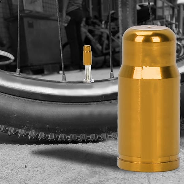 50 st. anodiserade cykeldäck Presta luftventil dammskydd i aluminiumlegering (guld)