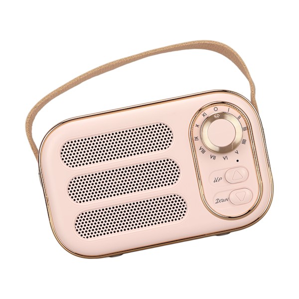 Bluetooth-kaiutin, stereo HiFi -ääni, USB-lataus, retro, kannettava langaton kaiutin kotiin ja matkoille, vaaleanpunainen