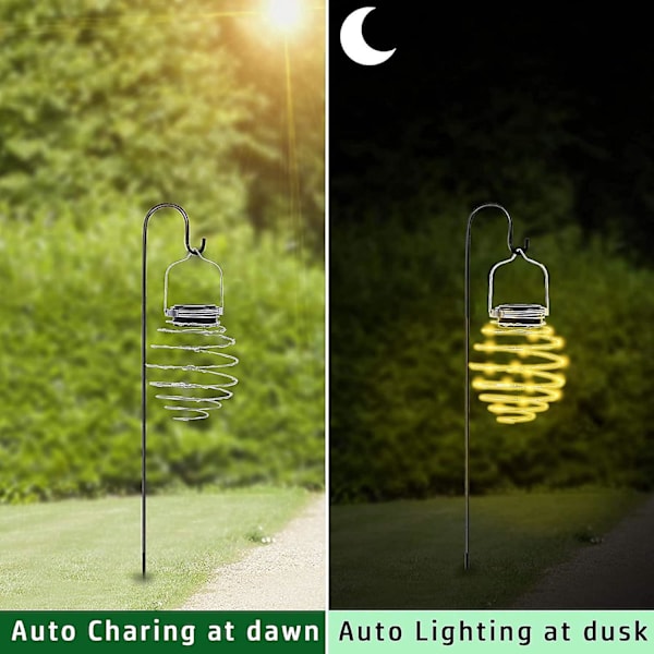 Soldriven Trädgårdslampa Utomhus, 4 Stycken 80 LED Solspiral Lampor Metall Solarlampa Hängande Sollykta Vattentät IP65