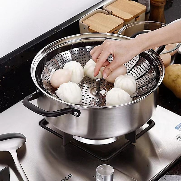 Foldbar dampkoker i rustfritt stål - 23 cm | Ideell for dampkoking, mat, grønnsaker, kjøtt og mer
