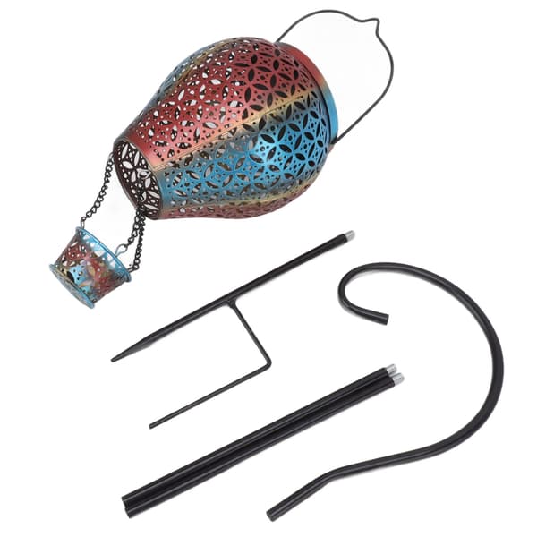 Hængende solcellelanterne retro udhulet ildballon stil varm romantisk have solcellelampe til udendørs camping baghave