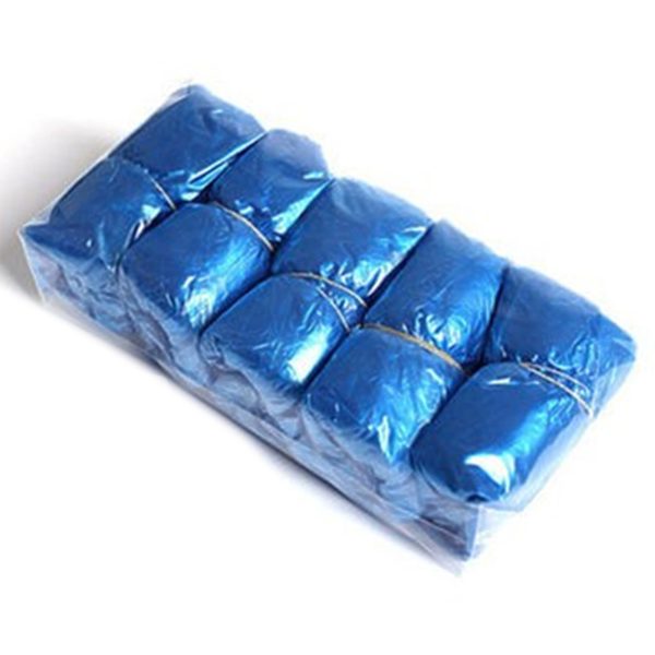 100-pack engångsskydd för skor, halkfria, dammtäta, stora PE-skoskydd för inomhusbruk, blå
