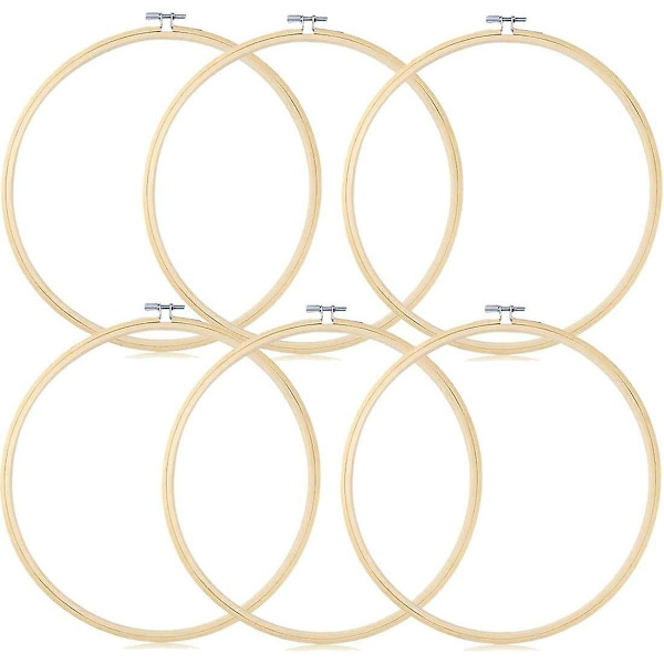 Set med 6 st 10 cm bambubroderibågar för gör-det-själv-konst och hantverk