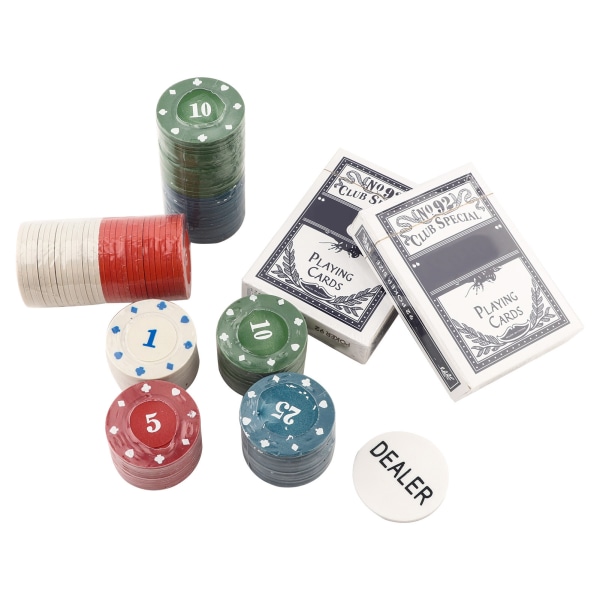 100 kpl pokerimerkkikortteja kannettavalla case Texas Holdem Black Jackille