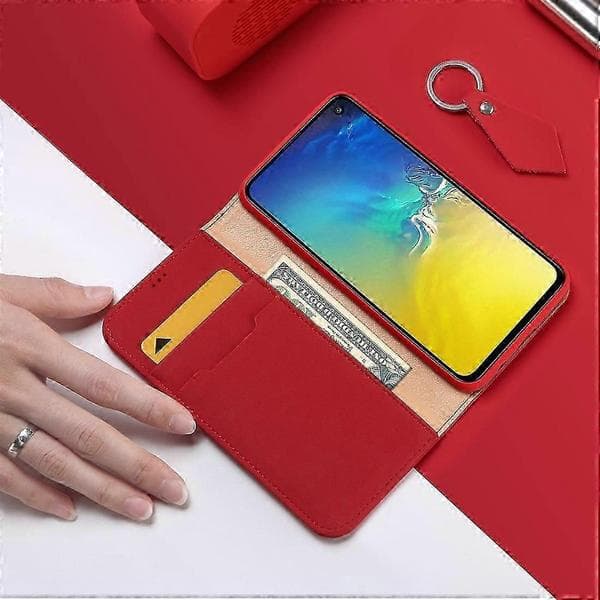 DUX DUCIS WISH Series TPU + PU + nahkakotelo Galaxy S10 E:lle, korttipaikoilla ja lompakolla Red