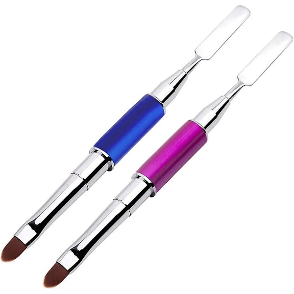 Professional 2-in-1 Nail Art Brush Set with Rhinestone Handle - Ideal for Home and Salon Use