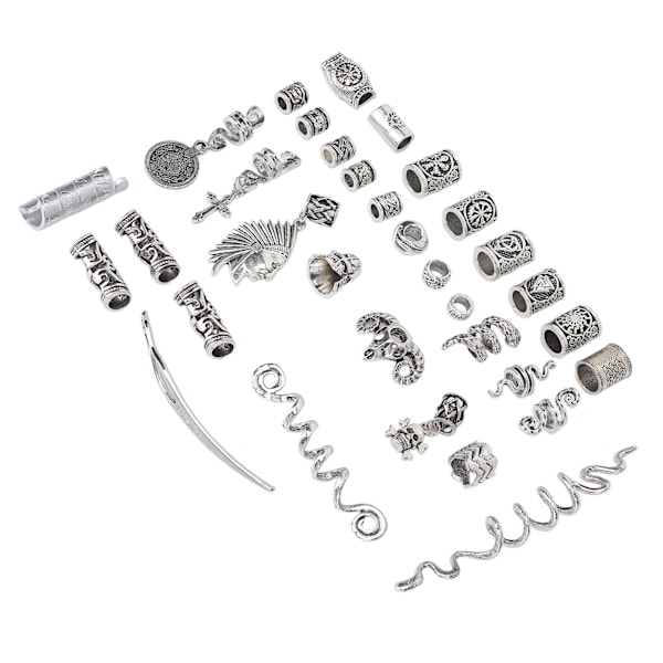 34st Legering Skägg Smycken Dreadlocks Olika former DIY Hårflätning Pärlor Tillbehör för Armband Halsband
