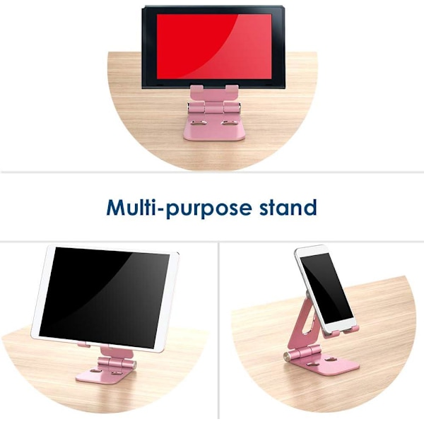 Rose Gold-telefonställ, litet dockningsställ endast kompatibelt med mobiltelefon, bordstelefonställ, smartphonehållare i aluminium