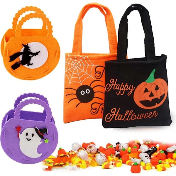 Godispåse med Pumpamotiv, Halloween Godispåse, Organizer för Barn, Godis- eller Trick-or-Treat-påse, Halloween-tema Godispresentpåse, 4 st