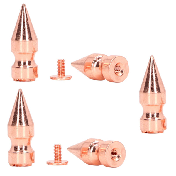 5 st Spikar Hög Plattform Roséguld Burr Fri 9x25mm Galvanisering Koppar Kläder Kon Spikar för DIY Punk Stil