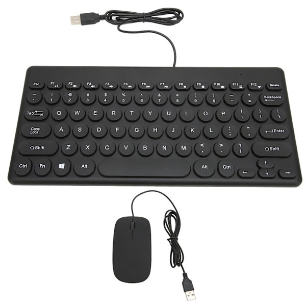 Tangentbord Mus Combo Bekväm ergonomi Power 78 nycklar Rund Keycap 4 Musknappar Kabelanslutna datortillbehör Svart