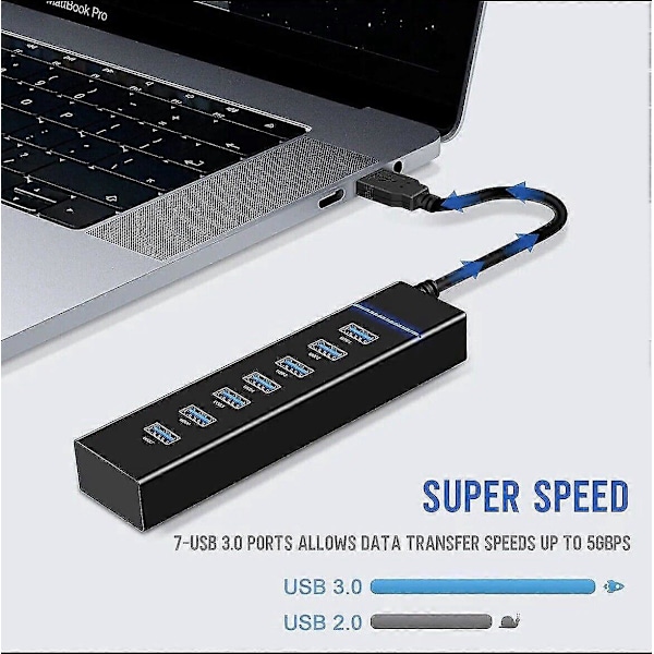7 Portin USB 3.0 -keskitin Nopea Moniporttisovitin Jatkojohto PC-kannettavalle -DGJR 1,2M