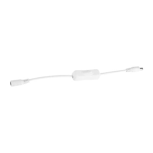 5 stk. LED Strip Light Wire Switch med hun- og han-DC 12V strømstik hvid