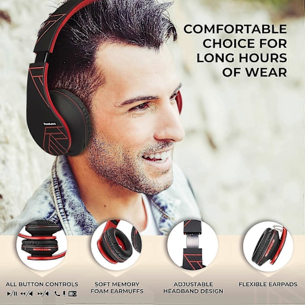 Bluetooth Over-Ear Hodetelefoner, Trådløs Stereo Sammenleggbar med Innebygd Mikrofon, Svart