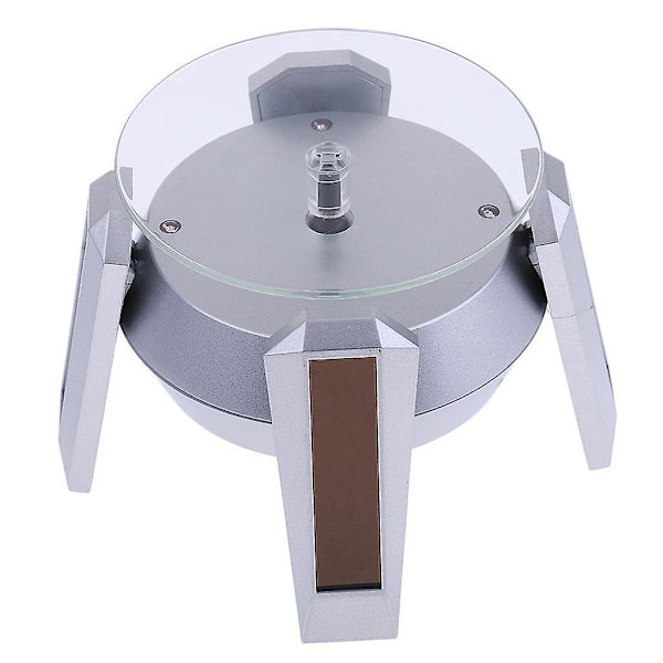 Sol-/batteridriven roterande smyckesdisplay Silverbas med ljus--