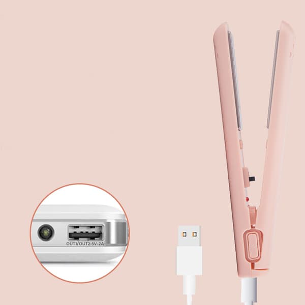 Hårkrøller USB Mini Bærbar Rettetang Hårstylingverktøy for Tørt Hår Rose 10W