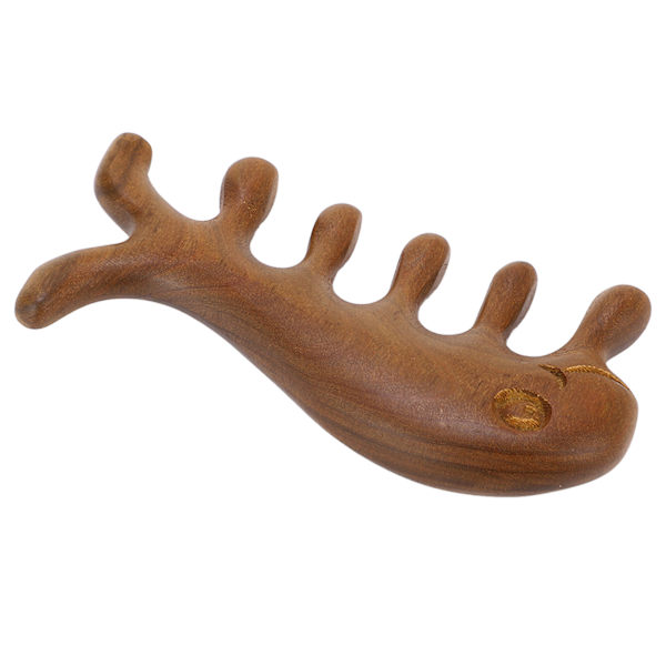 Sandeltre med bred tann hodebunnsskraping Massasjekam Dyreformet Gua Sha-kam for nakke og ryggarmer