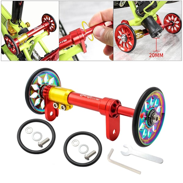 Easy Wheel Teleskopstang Foldecykel Easywheel Bageste Last E x tension Stang Rød Farverig