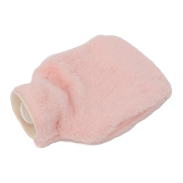Varmvattenflaska med mjuk plyschöverdrag för män och kvinnor, bärbar PVC-varmvattenpåse för händer och mage, 1 l, rosa