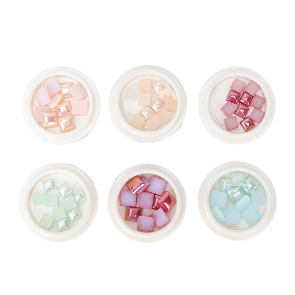 6 esker / sett firkantet neglekunstdekorasjon DIY skinnende glitter neglepynttilbehør
