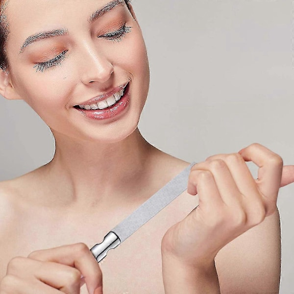 2 st Rostfria Nagelfilar Med Läderfodral, Dubbelsidiga Metallnagelfilar Med Halkfritt Handtag, Metallnagelfil Buffer Manikyr Pedikyrverktyg