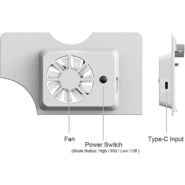 Ekstern kjølevifte for Switch OLED, 3 hastighetsinnstillinger, varmeavledende kjøler, erstatning for bakdeksel, kompatibel med Nintendo Switch OLED Dock