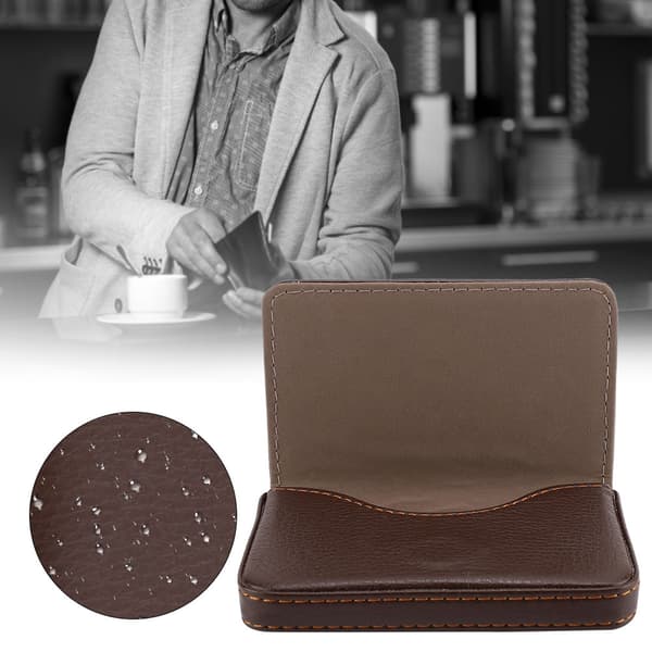Bærbar PU magnetisk lukning visitkort opbevaringsetui rustfrit stål kortholder (kaffe)