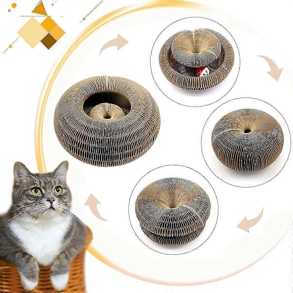 Magisk Organ Katt Leksak Katter Klösbräda Rund Korrugerad Klösstolpe Leksaker för Katter Slipande Klo Katt Tillbehör med boll